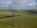 Photos aériennes de "pylone" - Photo réf. T082967 - Un pylone de la ligne trs haute tension entre Vigy et Marlenheim et des oliennes en Moselle.