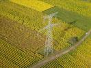 Photos aériennes de "pylone" - Photo réf. T083059 - Un pylone de la ligne trs haute tension entre Vigy et Marlenheim au milieu des vignes alsaciennes  l'automne (Bas-Rhin).